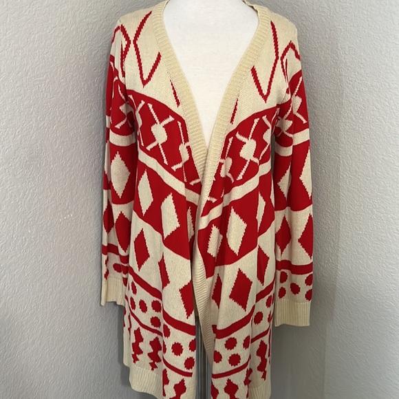 PRONTO USA red and cream cardigan - Picture 2 of 8